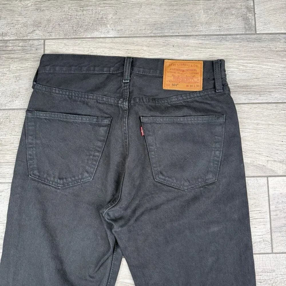 Levi's 501 Straight Jeans Button Fly Red Tab Big E Premium Black W30 L30